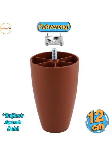 Oval Plastik Ayak 12 cm Kahverengi Mobilya Yükseltici Sehpa Kanepe Koltuk Ayağı Baza Ayakları Aparat