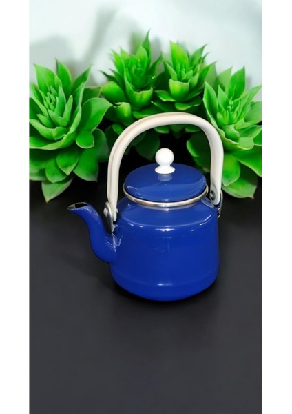 Emaye Kahve Demlik 1 Litre Suluk Kettle Bitki Çaydanlık Lacivert Vintage Nostalji