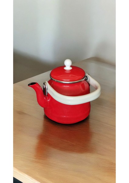 Emaye Demlik Üstten Saplı 1 Litre Kırmızı Vintage Çaydanlık fiyatları