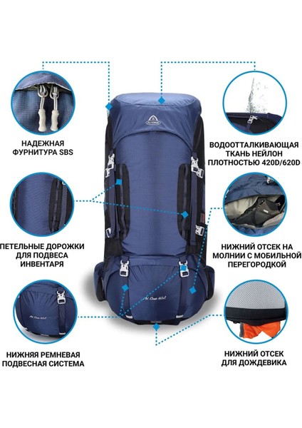 Outdoor Dağcılık, Kamp ve Yürüyüş Sırt Çantası (60 Litre) Turkuaz 8125
