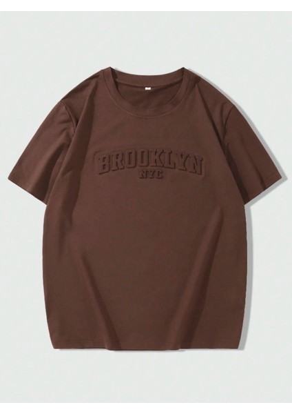 Erkek Brooklyn Kabartma Baskılı Oversize T-Shirt fırsatları