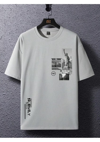 Erkek Slowly Baskılı Oversize T-Shirt