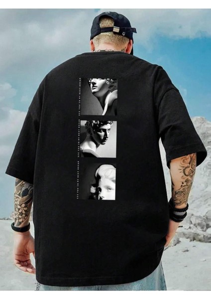 Erkek 3'lü Sırt Baskılı Oversize T-Shirt