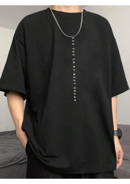 Erkek 3'lü Sırt Baskılı Oversize T-Shirt