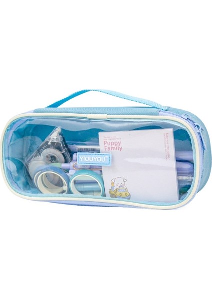 Büyük Kapasiteli Taşınabilir Şeffaf Kalem Çantası, Yüksek Görünümlü Kırtasiye Kutusu, Basit Ortaokul Kız Kalem Kutusu Öğrencisi (Yurt Dışından)