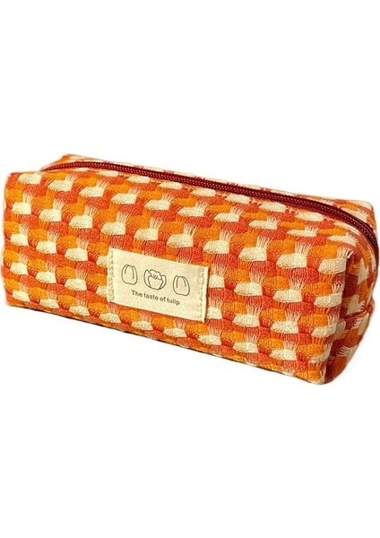 Japon Ins Gökkuşağı Dokuma Kalem Çantası, Basit, Leke Tutmaz, Büyük Kapasiteli Kırtasiye Saklama Çantası, Öğrenci Kız Niş Kalem Kutusu (Yurt Dışından)