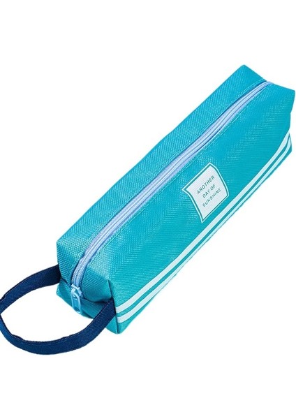 Yaratıcı ve Basit Küçük Taze Karikatür Büyük Kapasiteli Saklama Çantası Unisex Öğrenci Uzun Oxford Fermuarlı Kalem Çantası (Yurt Dışından)