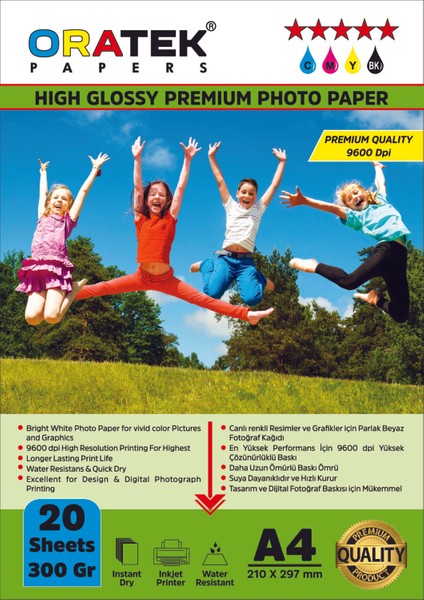 Canon E304 Yazıcı Için Pg-46 Cl-56 Fotoğraf Kağıdı A4 Premium Parlak 300 Gr.20 Adet