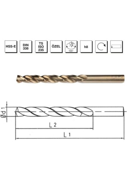 Mte Hss Matkap Ucu Altın Sr DIN338 6.8 mm 5000680