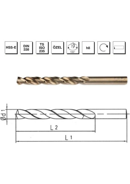 Mte Hss Matkap Ucu Altın Sr DIN338 5.3 mm 5000530