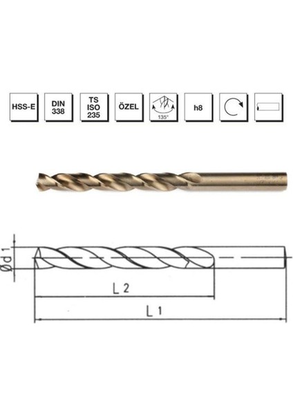 Mte Hss Matkap Ucu Altın Sr DIN338 2.5 mm 5000250