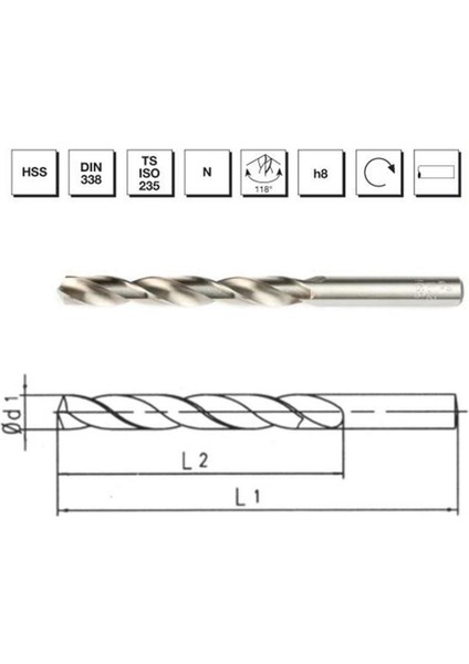 Mte Hss Taşl. Matkap Ucu DIN338 15.5 mm 7001550