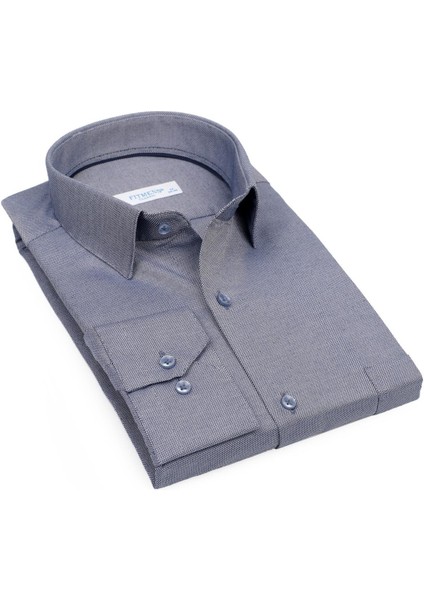Klasik Uzun Kol Oxford Hediye Kutulu Kolay Ütülenebilir Erkek Gömlek - Indigo