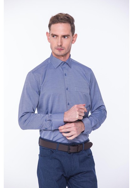 Klasik Uzun Kol Oxford Hediye Kutulu Kolay Ütülenebilir Erkek Gömlek - Indigo modelleri