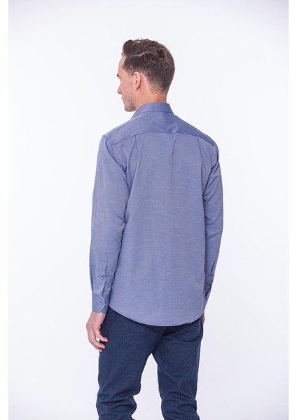 Klasik Uzun Kol Oxford Hediye Kutulu Kolay Ütülenebilir Erkek Gömlek - Indigo fırsatları