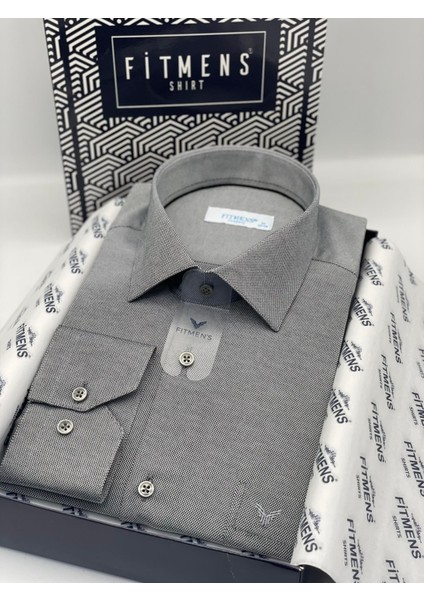 Klasik Uzun Kol Oxford Hediye Kutulu Kolay Ütülenebilir Erkek Gömlek - Siyah Beyaz