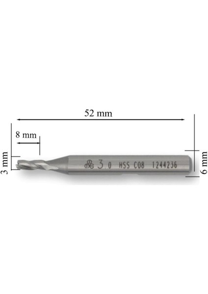 Mte Hsse Parmak Freze Kısa DIN844 3 mm 276180300 fiyatları