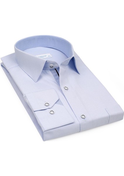 Klasik Uzun Kol Filafil Pitikareli Swift Hediye Kutulu Erkek Gömlek - Açık Mavi