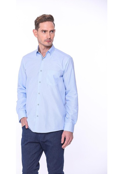 Klasik Uzun Kol Filafil Pitikareli Swift Hediye Kutulu Erkek Gömlek - Açık Mavi modelleri