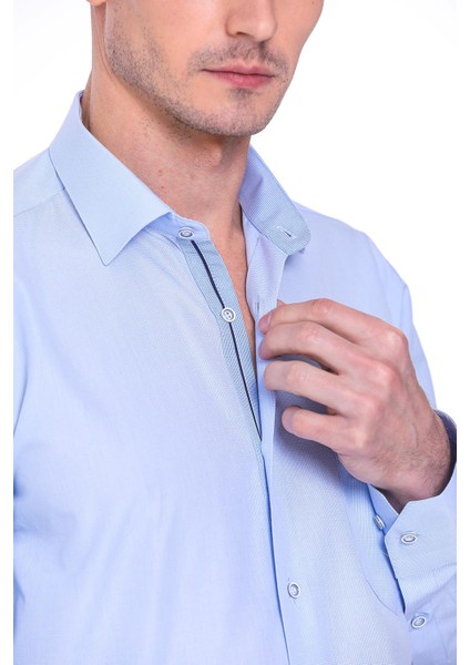 Klasik Uzun Kol Filafil Pitikareli Swift Hediye Kutulu Erkek Gömlek - Açık Mavi indirimleri