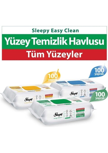 Easy Clean Beyaz Sabun Katkılı+Çamaşır Suyu Katkılı+Arap Sabunu Katkılı 3X100 (300 Yaprak)