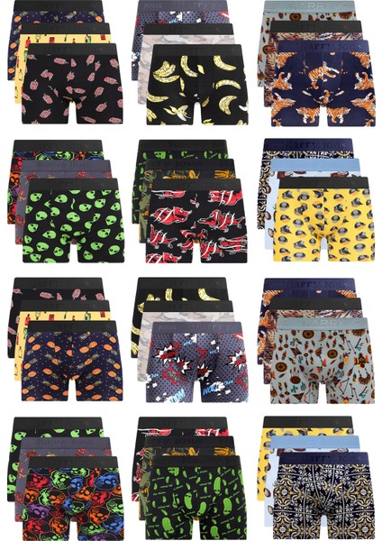 Erkek 10 Adet Rastgele Sürpriz Desenli Boxer - Özel Gizemli Paketinde Sürpriz Boxer modelleri