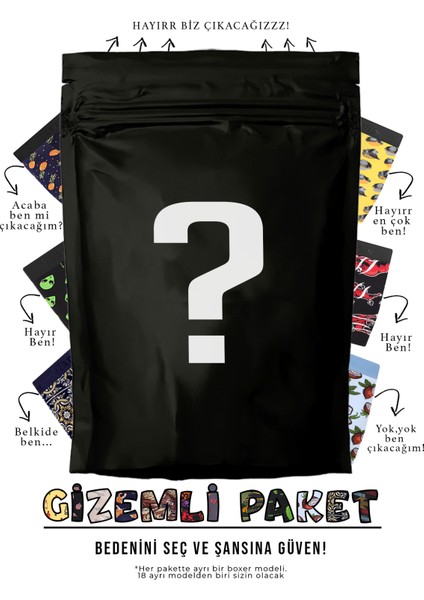 Erkek 10 Adet Rastgele Sürpriz Desenli Boxer - Özel Gizemli Paketinde Sürpriz Boxer fırsatları