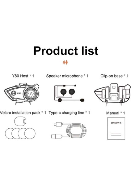 Bilişim Burada Y80 Kablosuz Bluetooth Motosiklet Kask Kulaklık Intercom Kaliteli Hoparlör ve Mikrofon