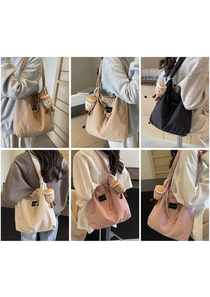 Omuz Çantası Çapraz Çanta Taşınabilir Yüksek Kaliteli Yıkanmış Kumaş Rahat Düz Renk Stili , Siyah (Yurt Dışından) fiyatları