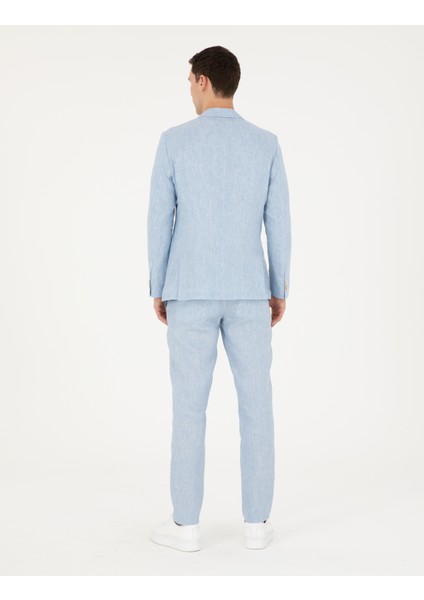 Erkek Açık Mavi Ex. Slim Fit %100 Keten Takım Elbise 50288869-VR003