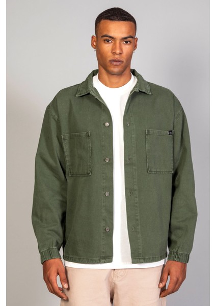 Erkek Haki Gölek Model Oversize Denim Ceket fiyatları