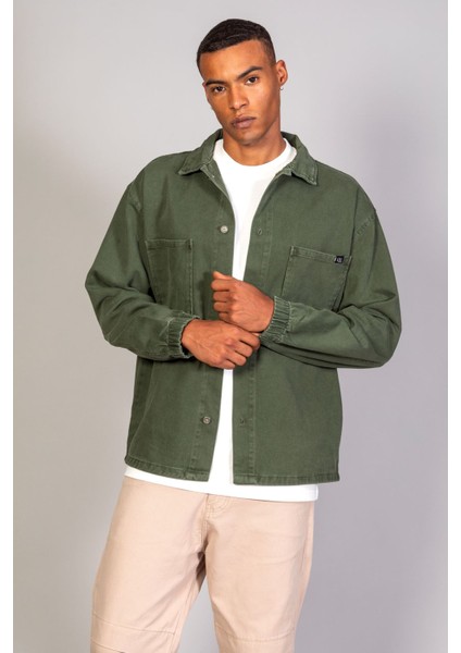 Erkek Haki Gölek Model Oversize Denim Ceket fırsatları