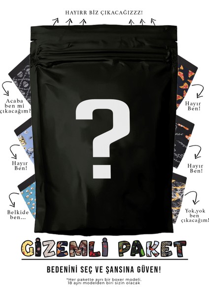 Erkek 5 Adet Rastgele Sürpriz Desenli Boxer - Özel Gizemli Paketinde Sürpriz Boxer fırsatları