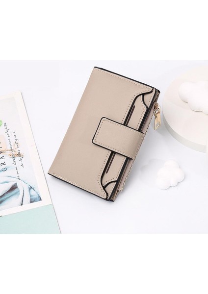 Cüzdan Kart Tutucu Yüksek Kaliteli Pu Kumaş Düz Renk Popüler Stil, Gri (Yurt Dışından)