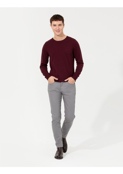 Erkek Gri Slim Fit Kanvas Pantolon 50264764-VR024