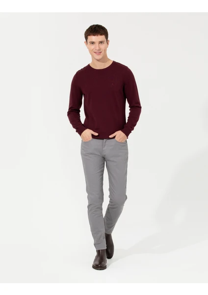 Pierre Cardin Erkek Gri Slim Fit Kanvas Pantolon 50264764-VR024