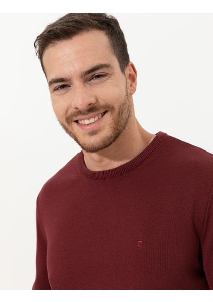 Erkek Bordo Slim Fit Bisiklet Yaka Basic Triko Kazak 50257290-VR014 fırsatları