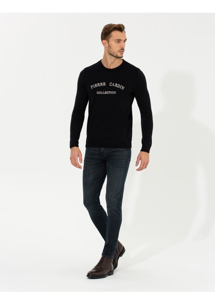 Erkek Lacivert Slim Fit Bisiklet Yaka Triko Kazak 50259091-VR033 modelleri