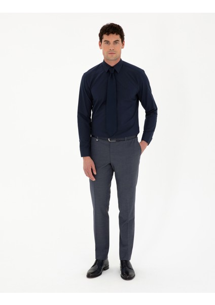 Erkek Koyu Mavi Slim Fit Kumaş Pantolon 50288144-VR032