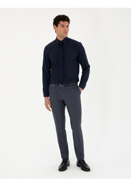 Erkek Koyu Mavi Slim Fit Kumaş Pantolon 50288144-VR032