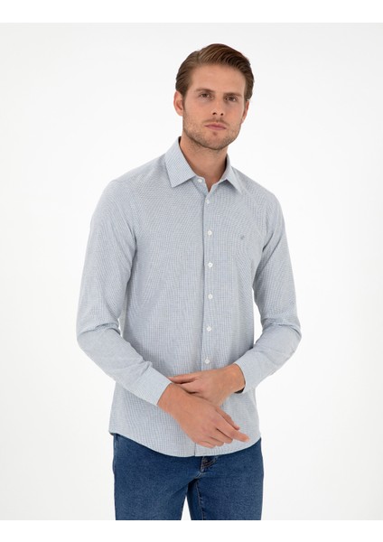 Erkek Indigo Slim Fit Uzun Kollu Gömlek 50297468-VR028 modelleri