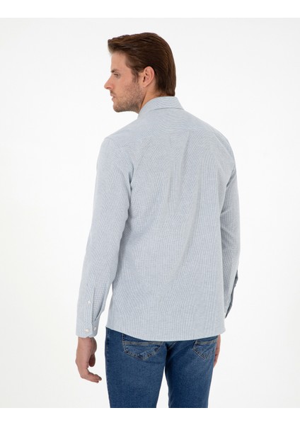 Erkek Indigo Slim Fit Uzun Kollu Gömlek 50297468-VR028 indirimleri