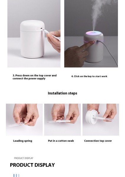 Buharlı Nemlendirici Büyük Kapasiteli 300ML Tek Püskürtme Nozulu USB ile Çalışan Model , Beyaz (Yurt Dışından)