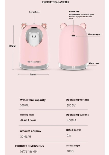 Buharlı Nemlendirici Ev ve Ofis Kullanımı Içın Büyük Kapasiteli 300 ml Tek Püskürtme Nozullu USB ile Çalışan Model (Suyun Bitmesini Önlemek Içın), Yeşil (Yurt Dışından)