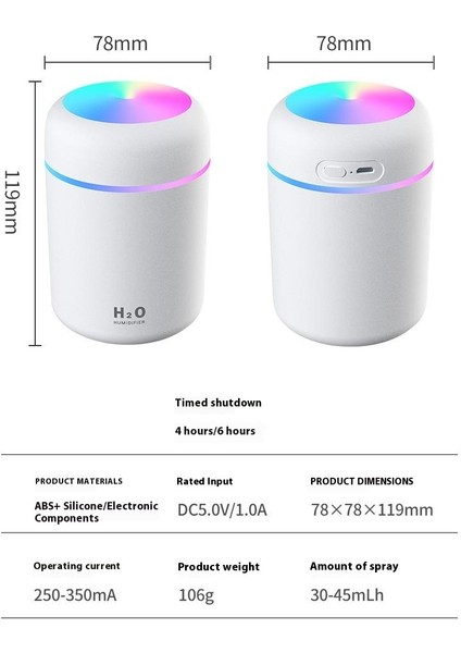 Buharlı Nemlendirici Büyük Kapasiteli 300 ml Tek Sprey Bağlantı Noktası Ev ve Ofis Kullanımına Uygun, USB ile Çalışan Model , Pembe (Yurt Dışından)