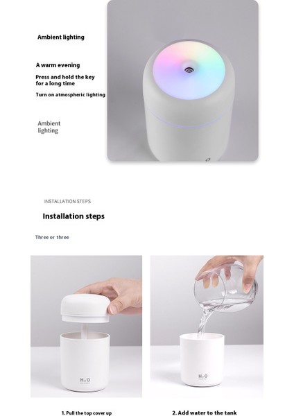 Buharlı Nemlendirici Büyük Kapasiteli 300ML Tek Püskürtme Nozulu USB ile Çalışan Model , Pembe (Yurt Dışından)