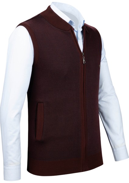 Erkek Triko Yelek Fermuarlı Cepli Çelik Örgü Triko Klasik Kalıp - 5015J modelleri