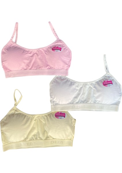 Dondeza Genç Kız Ip Askı Pedli Büstiyer Alıştırma Sütyeni Yarım Atlet 3'Lü