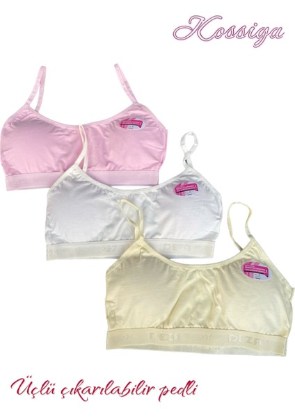 Dondeza Genç Kız Ip Askı Pedli Büstiyer Alıştırma Sütyeni Yarım Atlet 3'Lü fiyatları