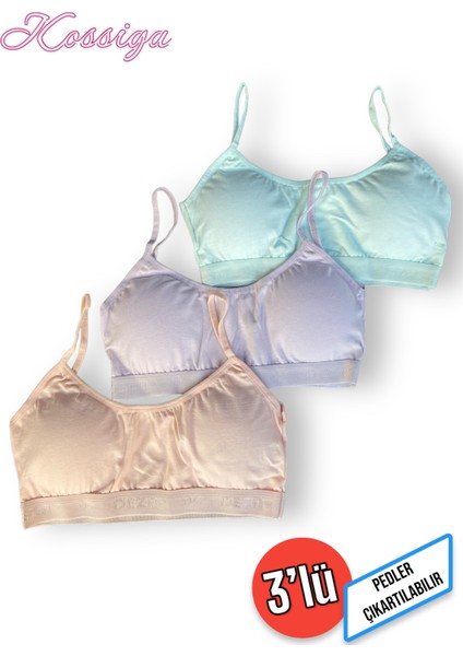 Dondeza Genç Kız Ip Askı Pedli Büstiyer Alıştırma Sütyeni Yarım Atlet 3'Lü modelleri